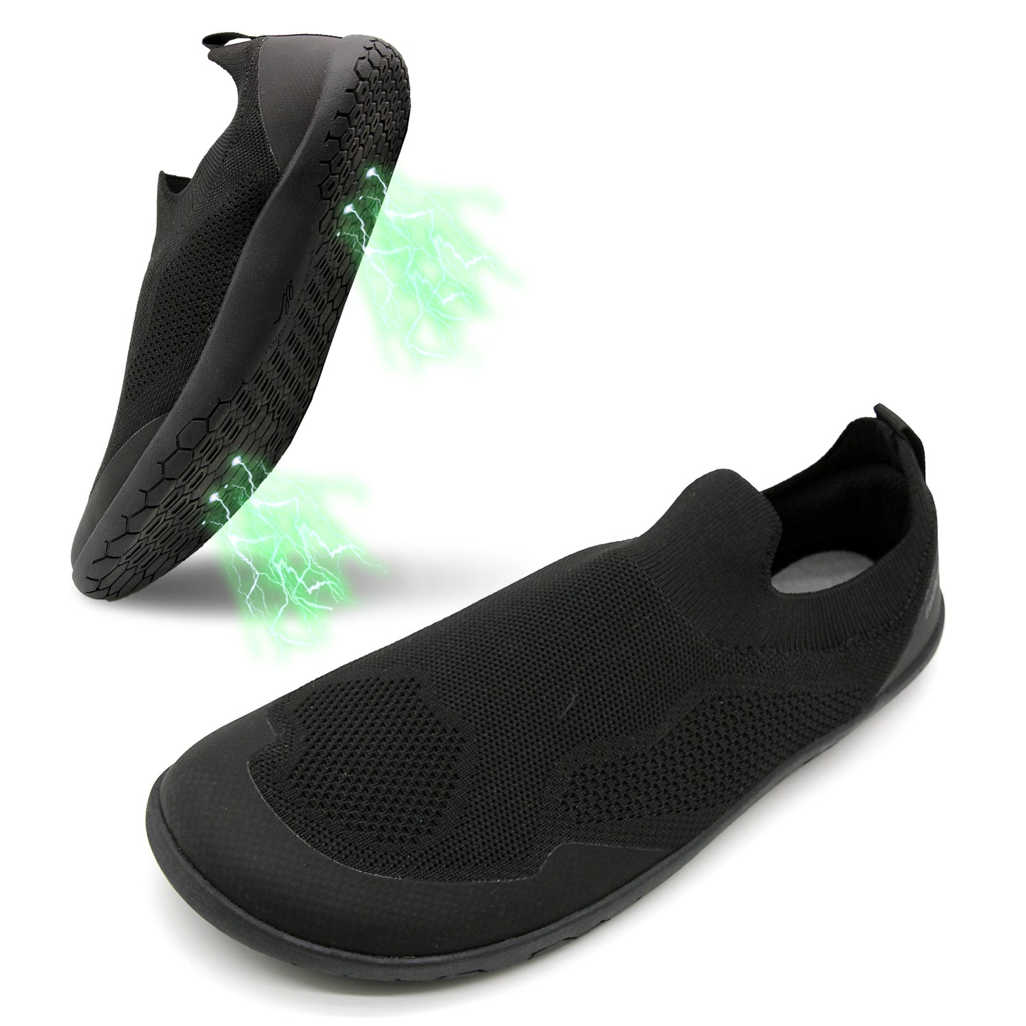 earthinglife Barefoot Grounding Shoes Slip On Wide Toe Box Conductive Flexible Outsole Zero Drop Connect to Earth More Energy Reduce Stress Enhancing Movement Better Sleep Pain Relief(7703)