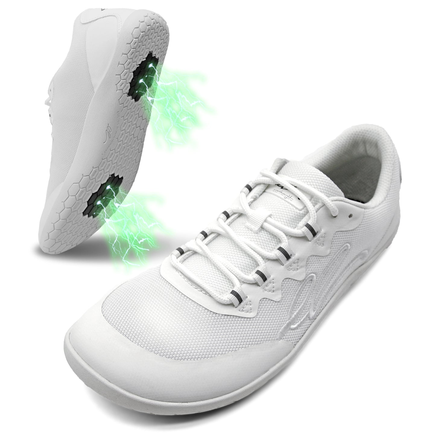 earthinglife Barefoot Grounding Shoes Lace Up Wide Toe Box Conductive Flexible Outsole Zero Drop Connect to Earth More Energy Reduce Stress Enhancing Movement Better Sleep Pain Relief