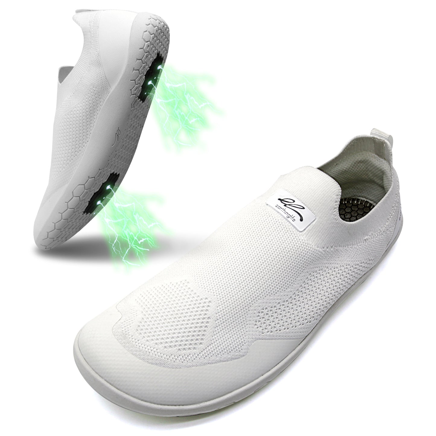 earthinglife Barefoot Grounding Shoes Slip On Wide Toe Box Conductive Flexible Outsole Zero Drop Connect to Earth More Energy Reduce Stress Enhancing Movement Better Sleep Pain Relief(7703)