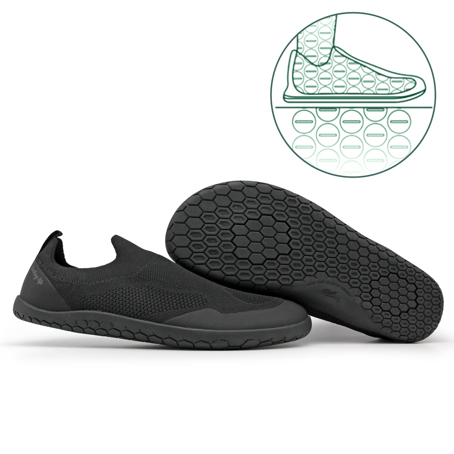 earthinglife Barefoot Grounding Shoes Slip On Wide Toe Box Conductive Flexible Outsole Zero Drop Connect to Earth More Energy Reduce Stress Enhancing Movement Better Sleep Pain Relief(7703)