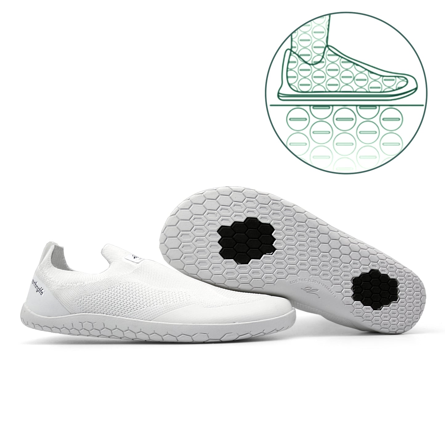 earthinglife Barefoot Grounding Shoes Slip On Wide Toe Box Conductive Flexible Outsole Zero Drop Connect to Earth More Energy Reduce Stress Enhancing Movement Better Sleep Pain Relief(7703)