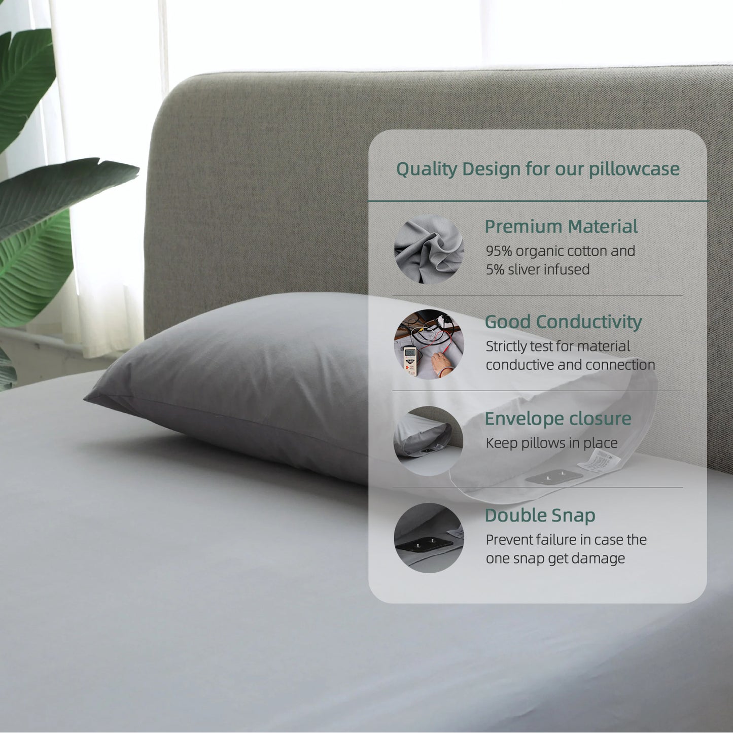 10% solid silver Grounding Pillowcase
