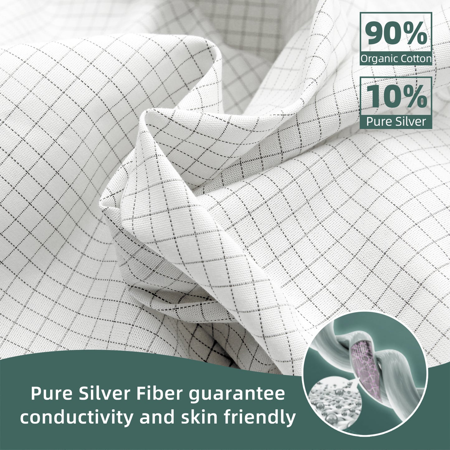 10% solid silver Grounding Fitted Sheet