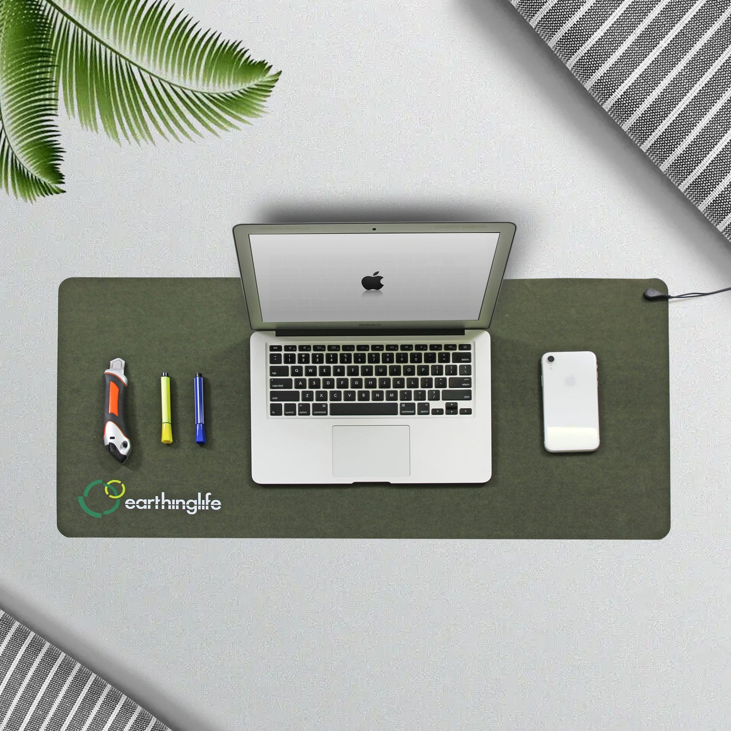 Earthinglife Premium Grounding Mat for Foot&Desk Use High Condcutive Suede Microfiber Soft Touch Skin Friendly Durable Material with Grounding Cord for Home&Office (suede microfiber mat)