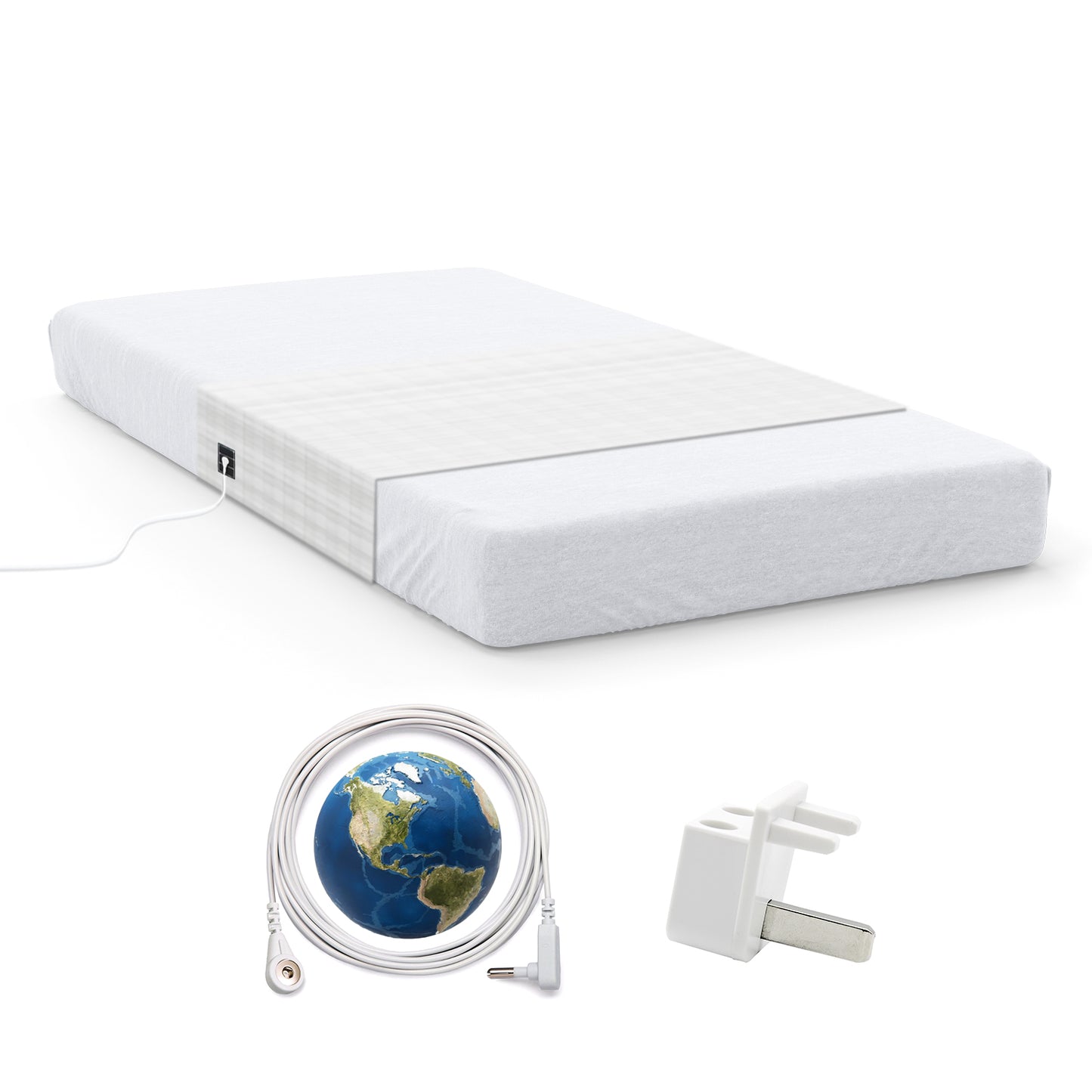 Grounding Half Sheet with 5% Silver Fiber – 90×265cm Conductive Earthing Bed Sheet for Better Sleep & EMF Relief – Includes Grounding Cord – Skin-Friendly Cotton(5%half sheet)