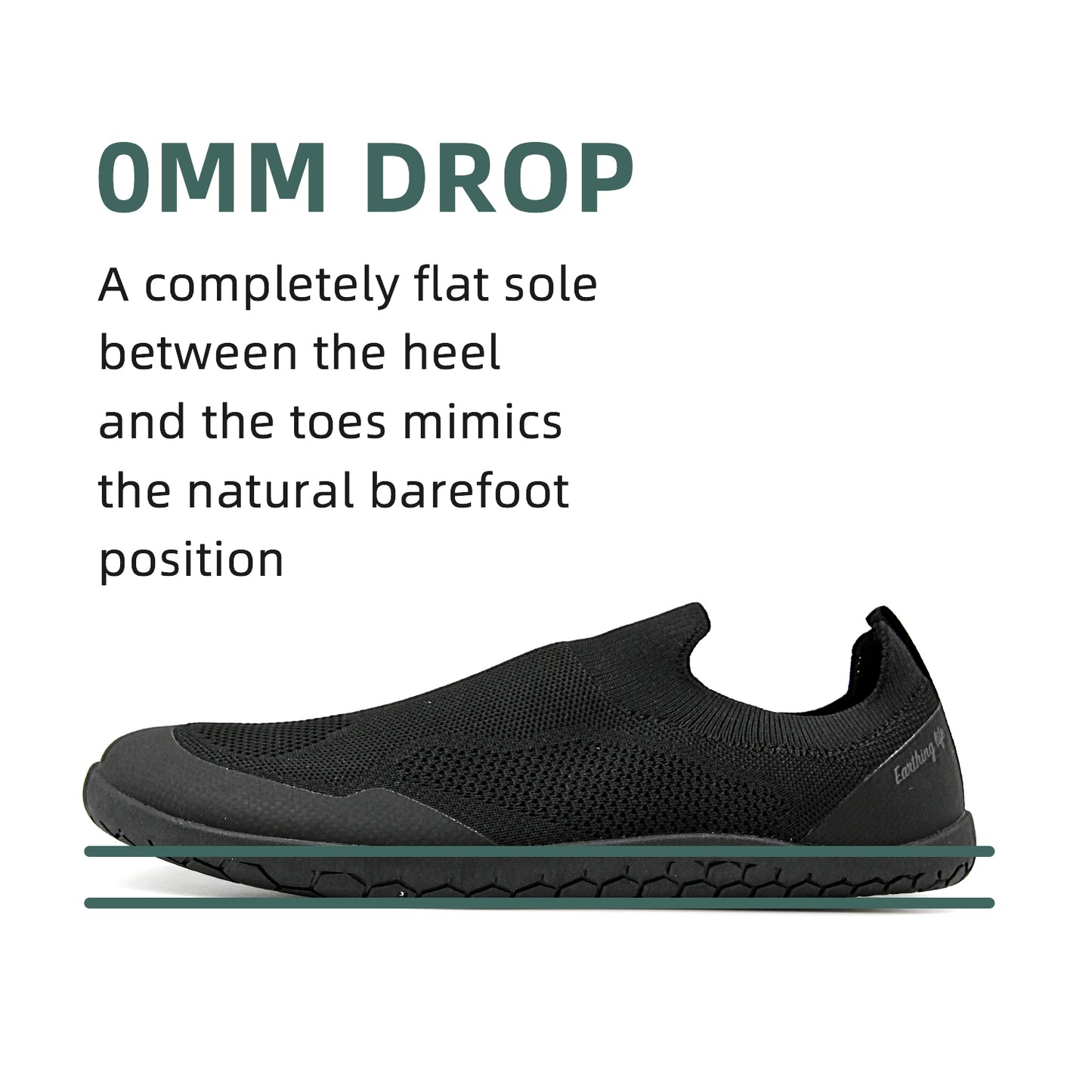 earthinglife Barefoot Grounding Shoes Slip On Wide Toe Box Conductive Flexible Outsole Zero Drop Connect to Earth More Energy Reduce Stress Enhancing Movement Better Sleep Pain Relief(7703)