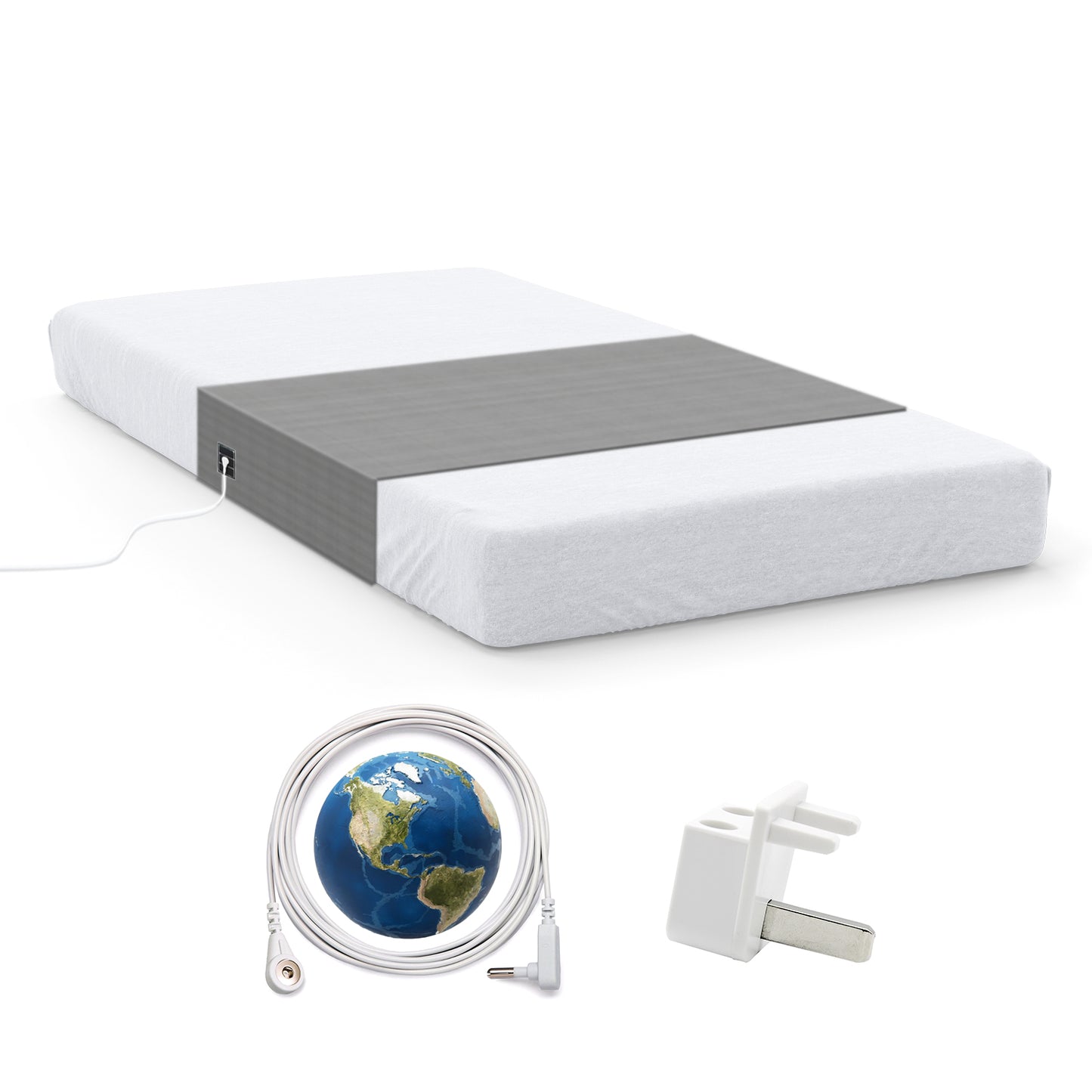 Grounding Half Sheet with 5% Silver Fiber – 90×265cm Conductive Earthing Bed Sheet for Better Sleep & EMF Relief – Includes Grounding Cord – Skin-Friendly Cotton(5%half sheet)