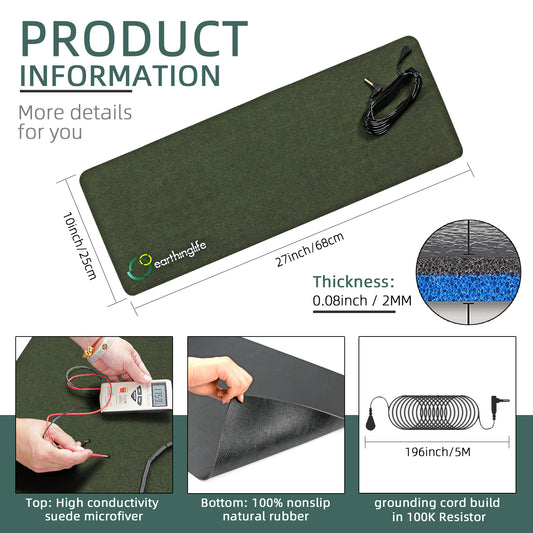 Earthinglife Premium Grounding Mat for Foot&Desk Use High Condcutive Suede Microfiber Soft Touch Skin Friendly Durable Material with Grounding Cord for Home&Office (suede microfiber mat)
