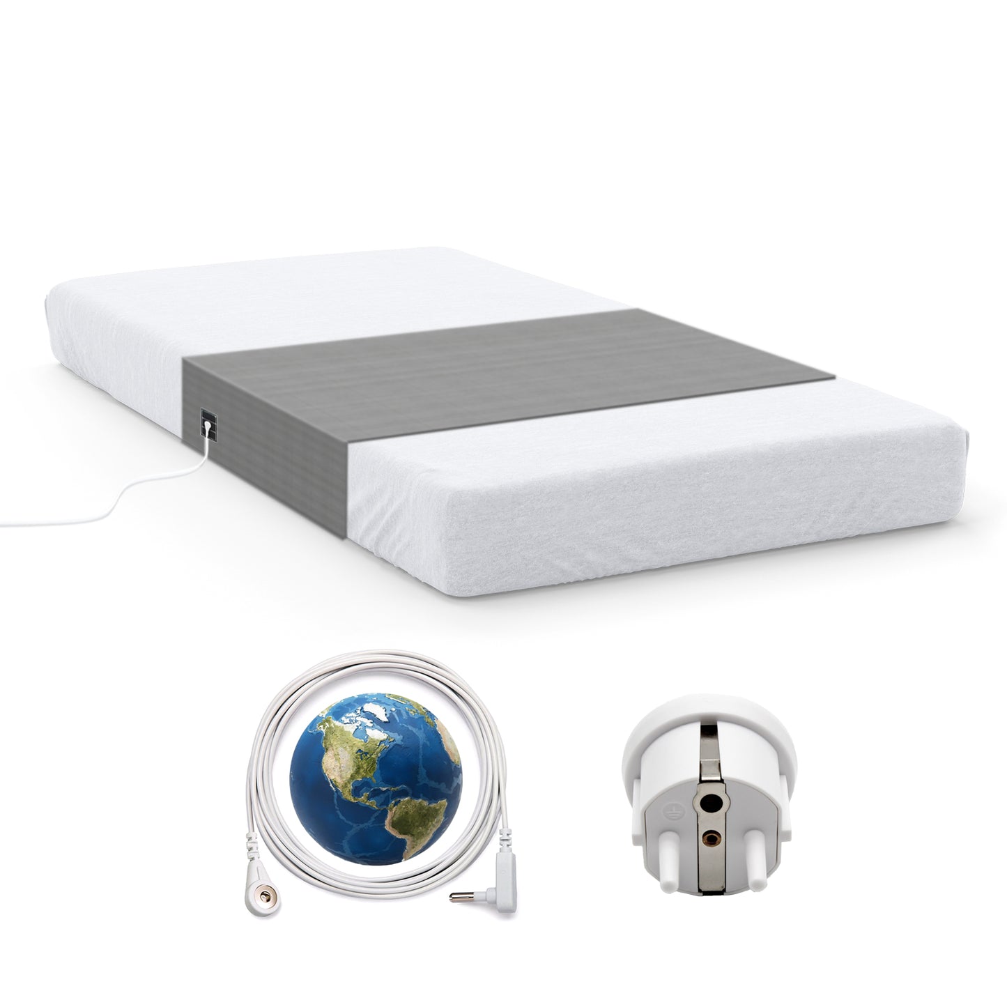 Grounding Half Sheet with 5% Silver Fiber – 90×265cm Conductive Earthing Bed Sheet for Better Sleep & EMF Relief – Includes Grounding Cord – Skin-Friendly Cotton(5%half sheet)