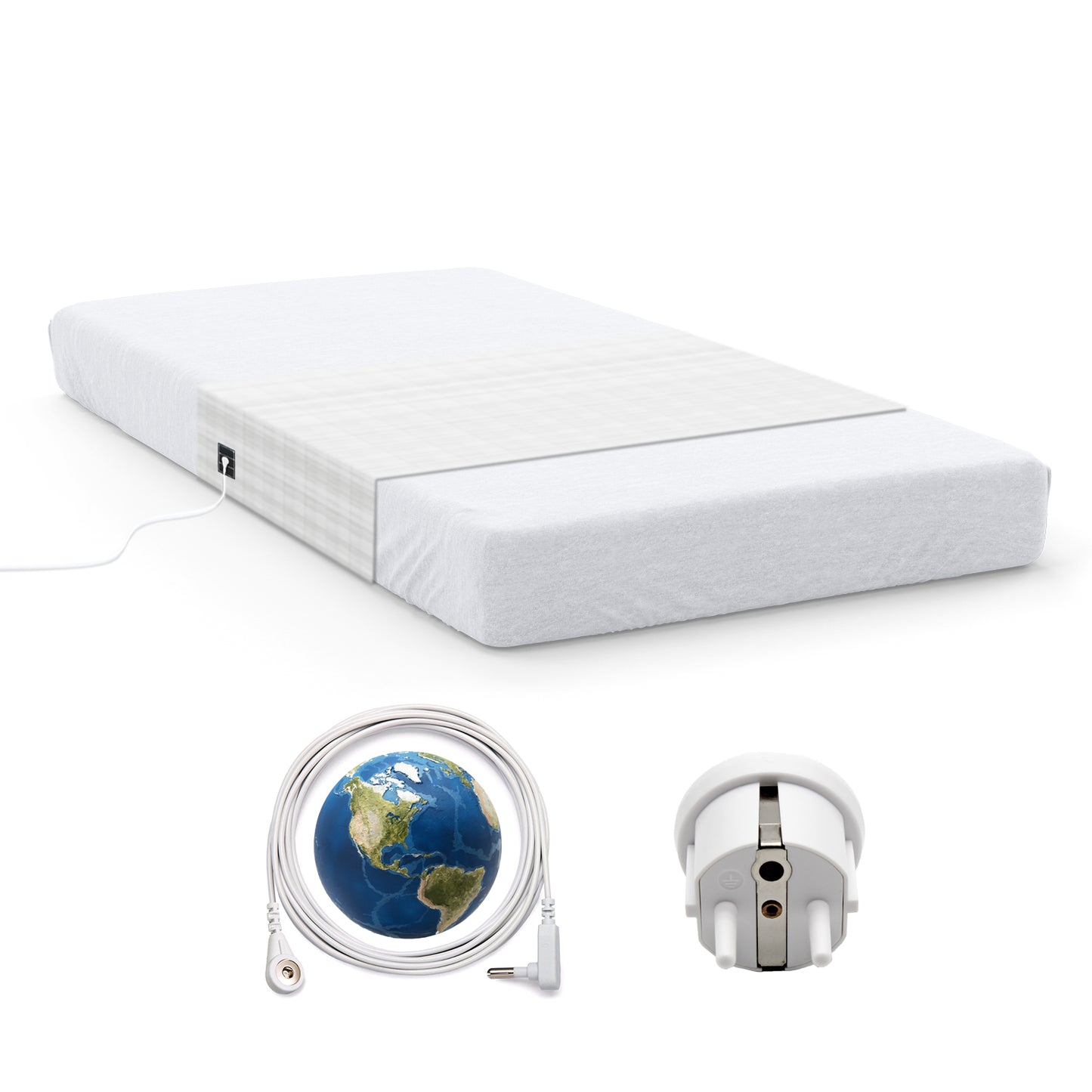 Grounding Half Sheet with 5% Silver Fiber – 90×265cm Conductive Earthing Bed Sheet for Better Sleep & EMF Relief – Includes Grounding Cord – Skin-Friendly Cotton(5%half sheet)