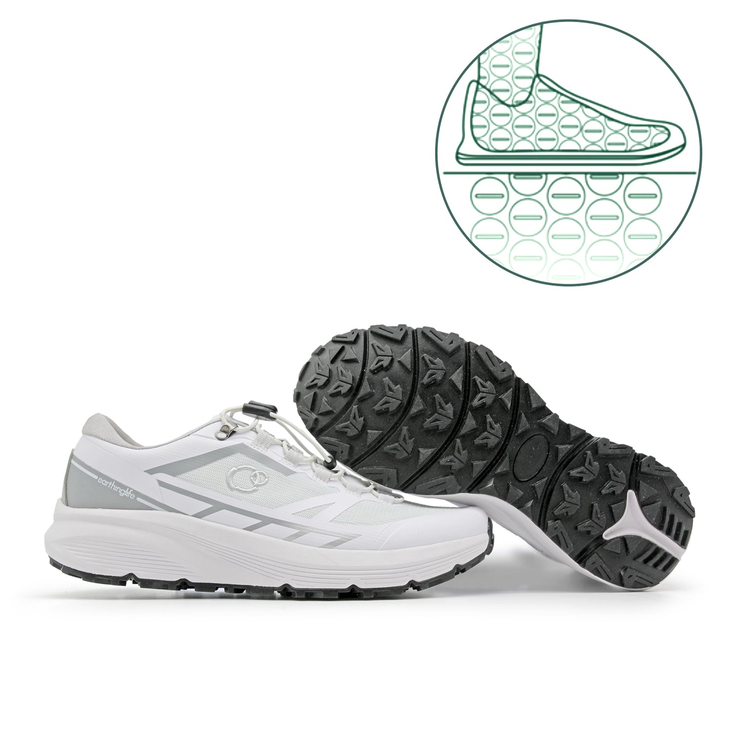 earthinglife grounding Trail Running Shoe for Men Connect to Earth for natual Healing, Waterproof Hiking Shoes Anti-Slip Rubber Outsole for Walking