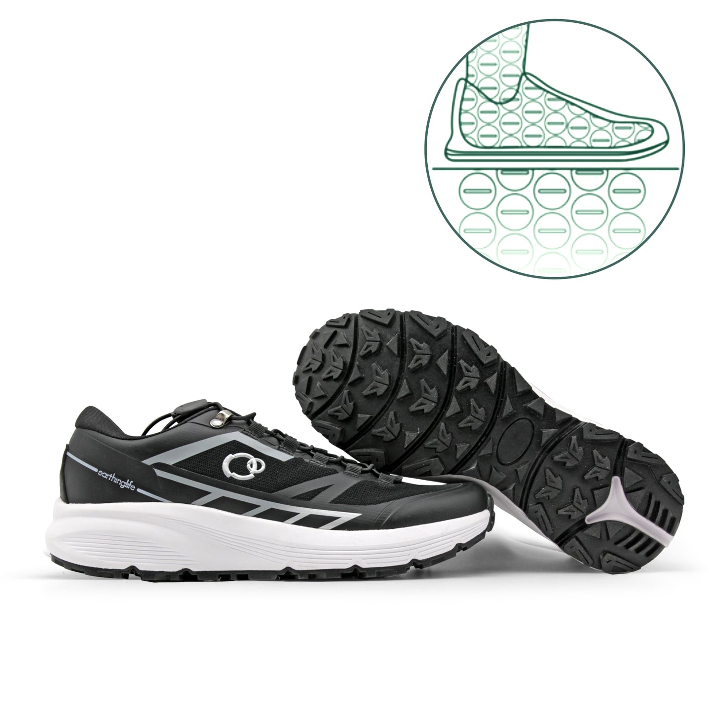 earthinglife grounding Trail Running Shoe for Men Connect to Earth for natual Healing, Waterproof Hiking Shoes Anti-Slip Rubber Outsole for Walking