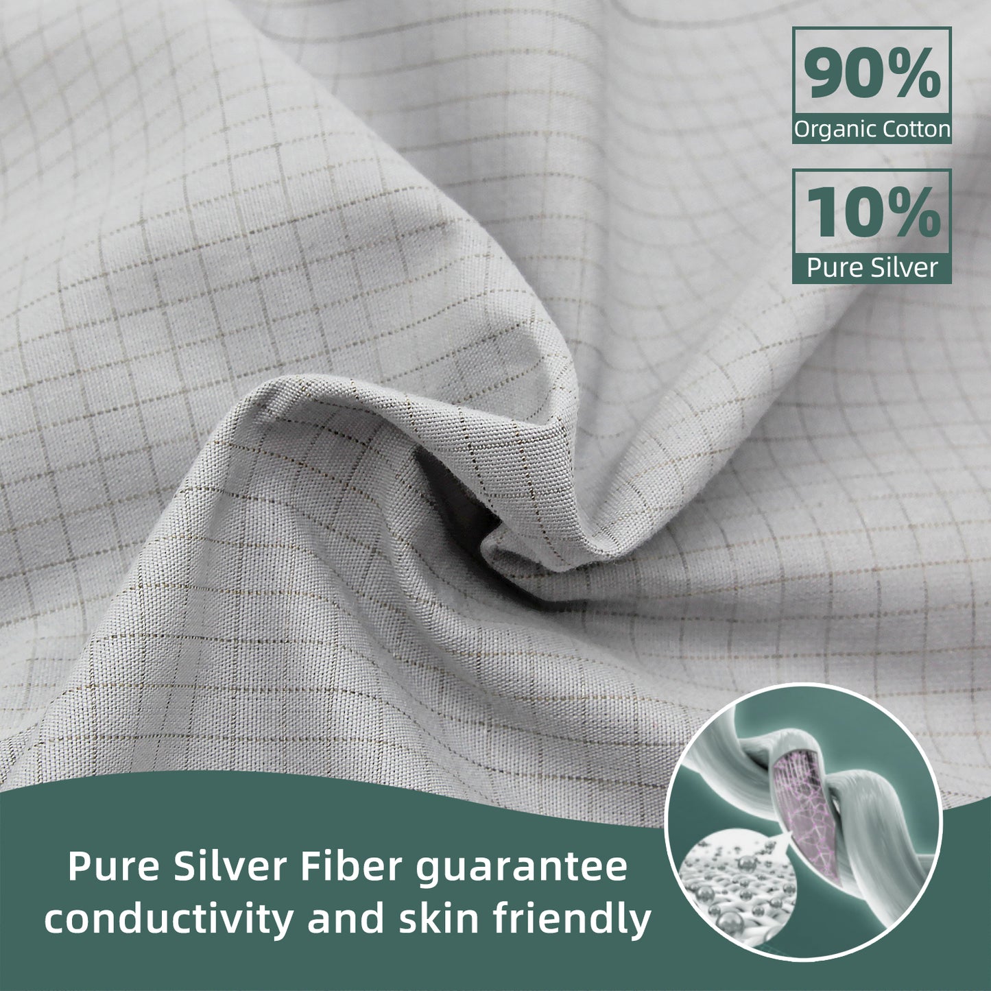 10% solid silver Grounding Fitted Sheet