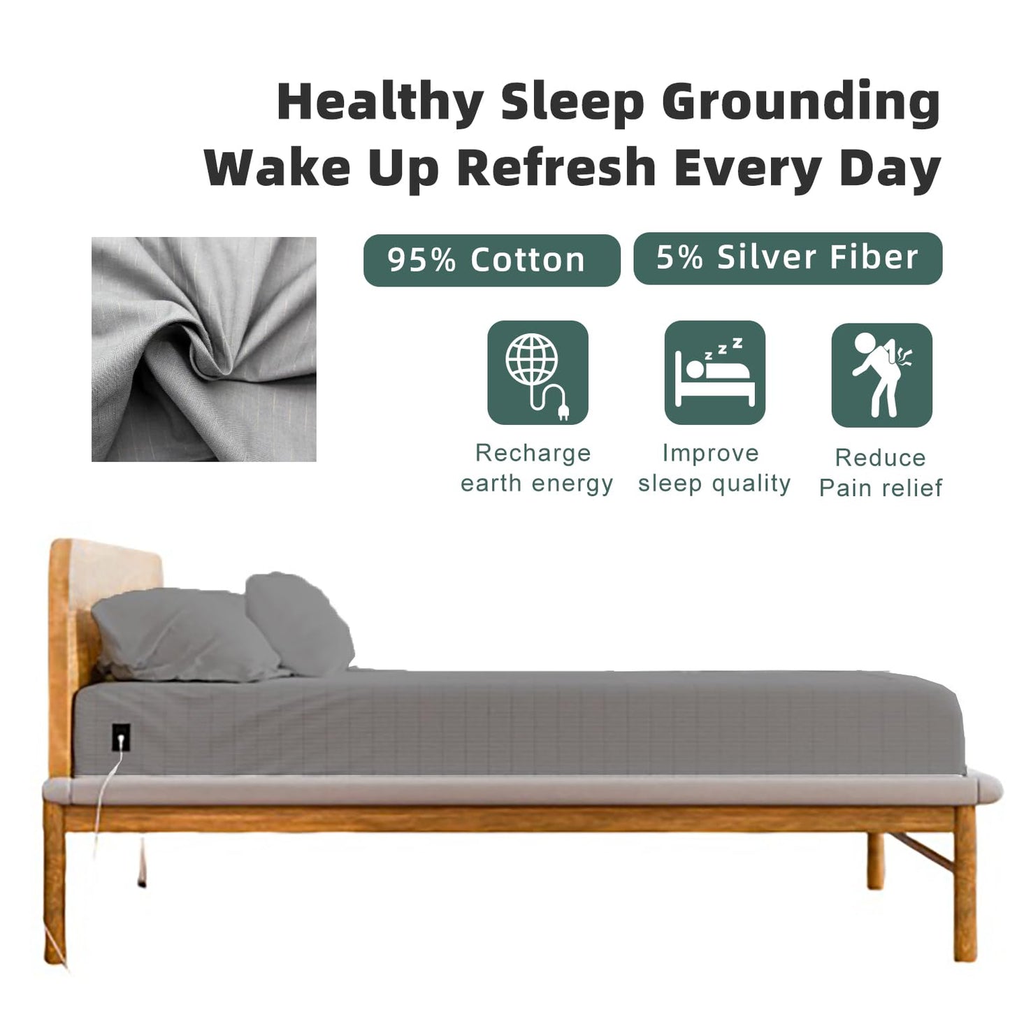 5% solid silver Grounding Fitted Sheet Package Set