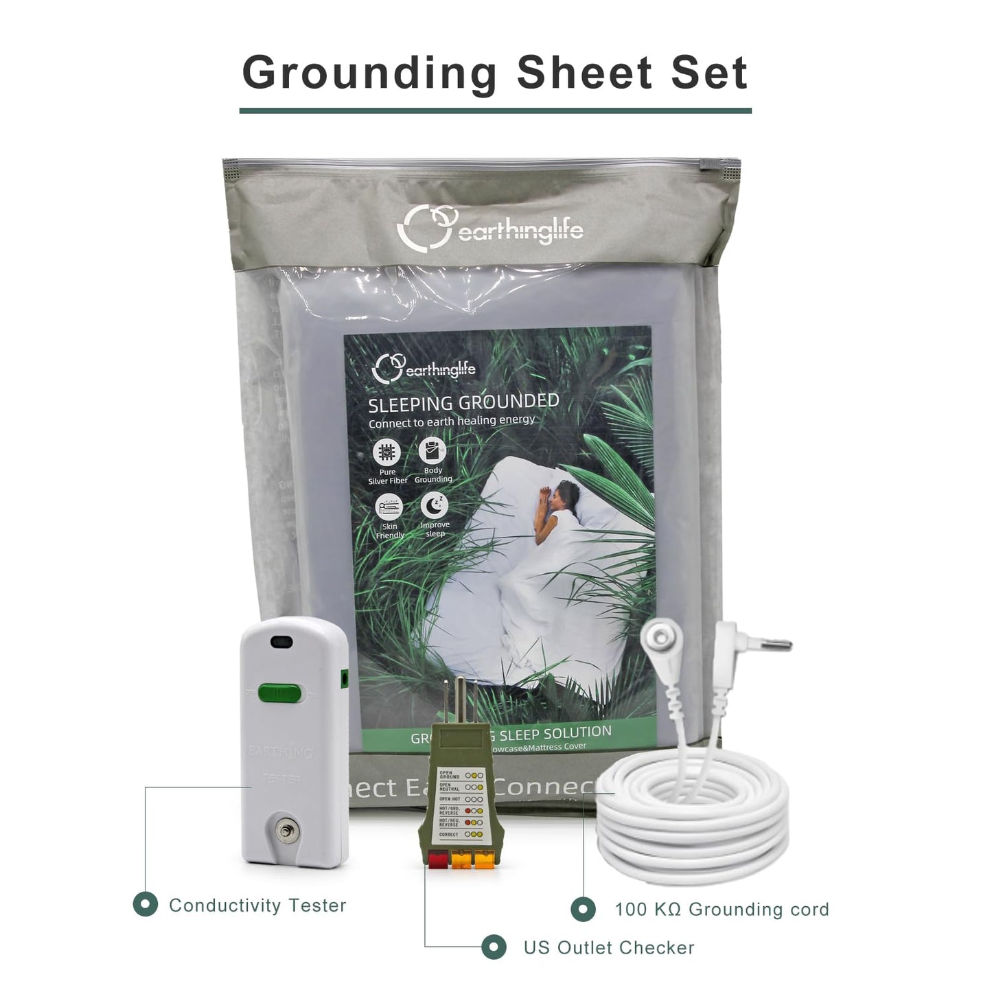 5% solid silver Grounding Fitted Sheet Package Set